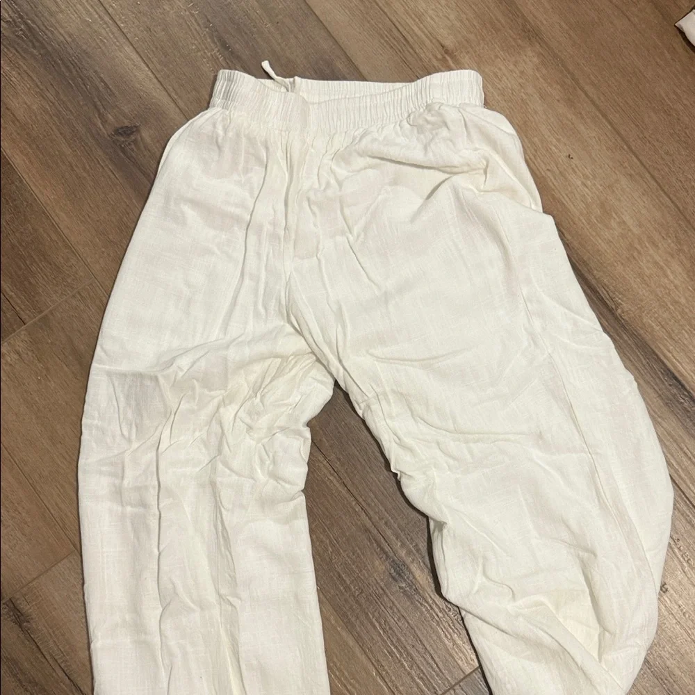 White Women's Linen Pants - Picture 4 of 4